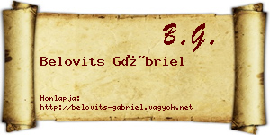 Belovits Gábriel névjegykártya